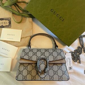 Gucci Beige GG Supreme Mini Dionysus Top Handle Bag